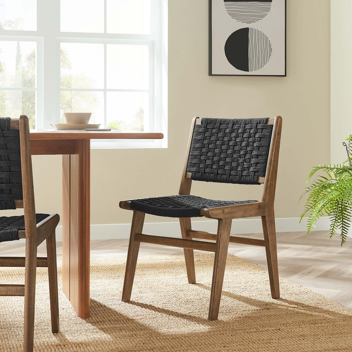 Saoirse Woven Rope Wood Dining Side Chair Set of 2