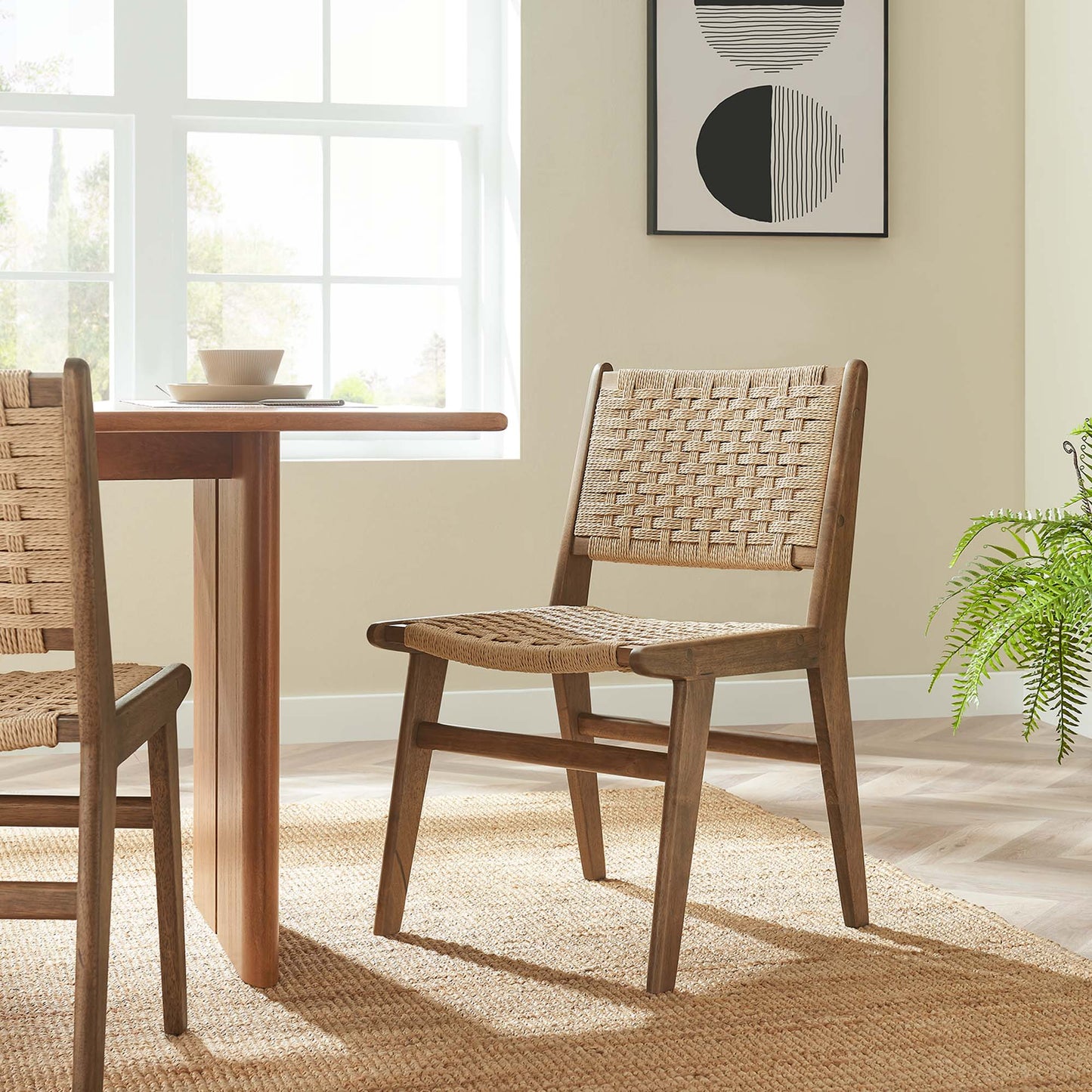 Saoirse Woven Rope Wood Dining Side Chair Set of 2