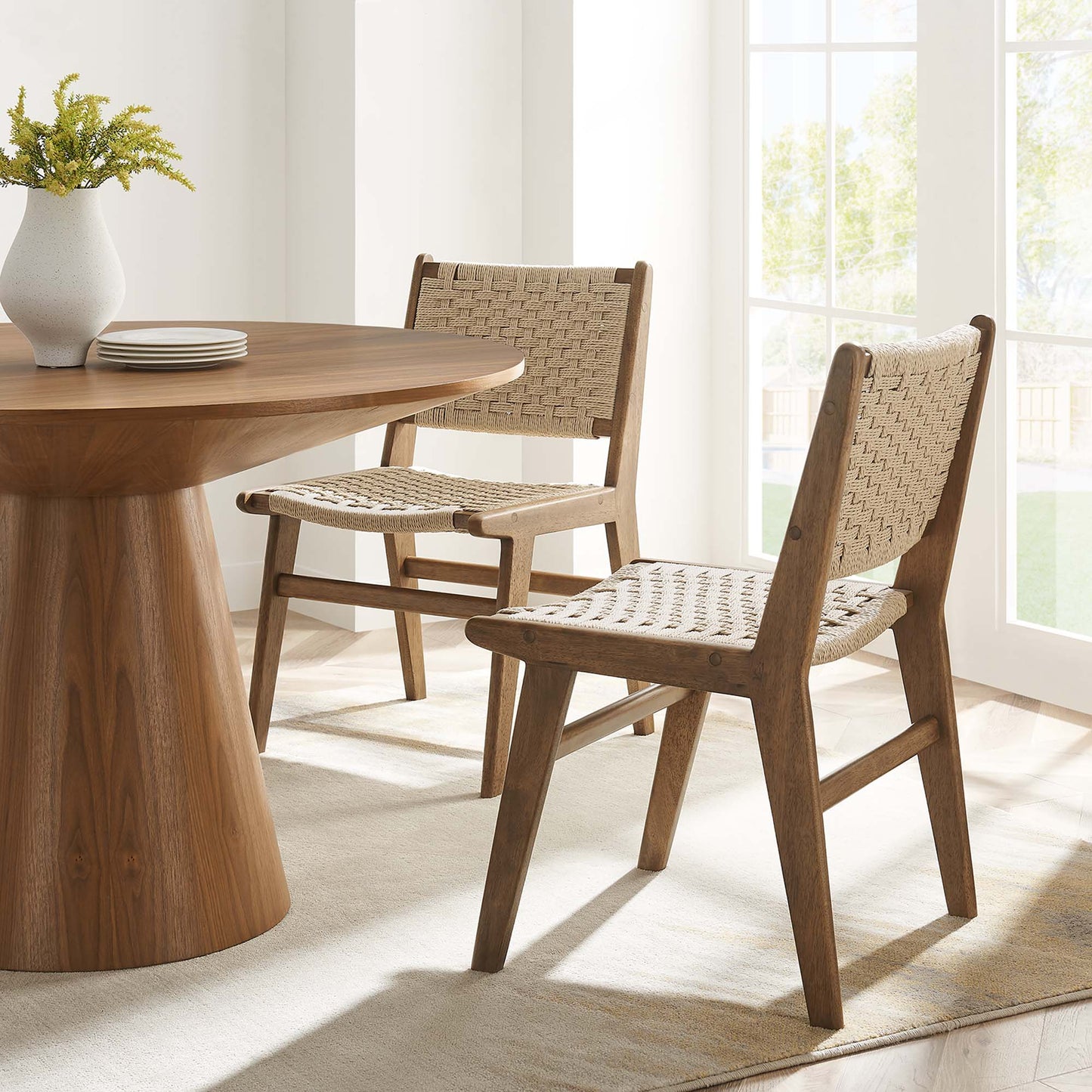 Saoirse Woven Rope Wood Dining Side Chair Set of 2