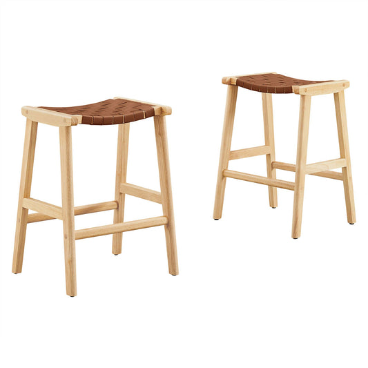 Lot de 2 tabourets de bar en similicuir et bois Saoirse par Modway