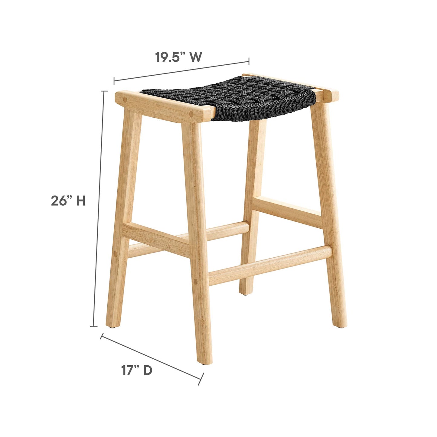 Lot de 2 tabourets de bar en bois tressé Saoirse par Modway