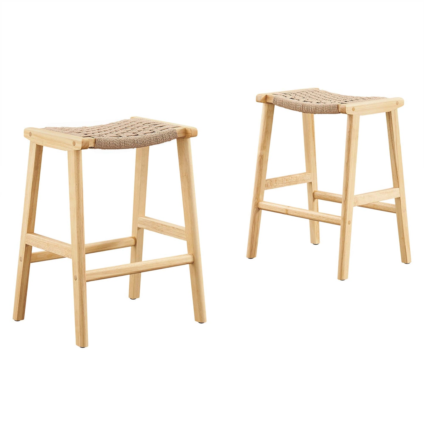 Lot de 2 tabourets de bar en bois tressé Saoirse par Modway