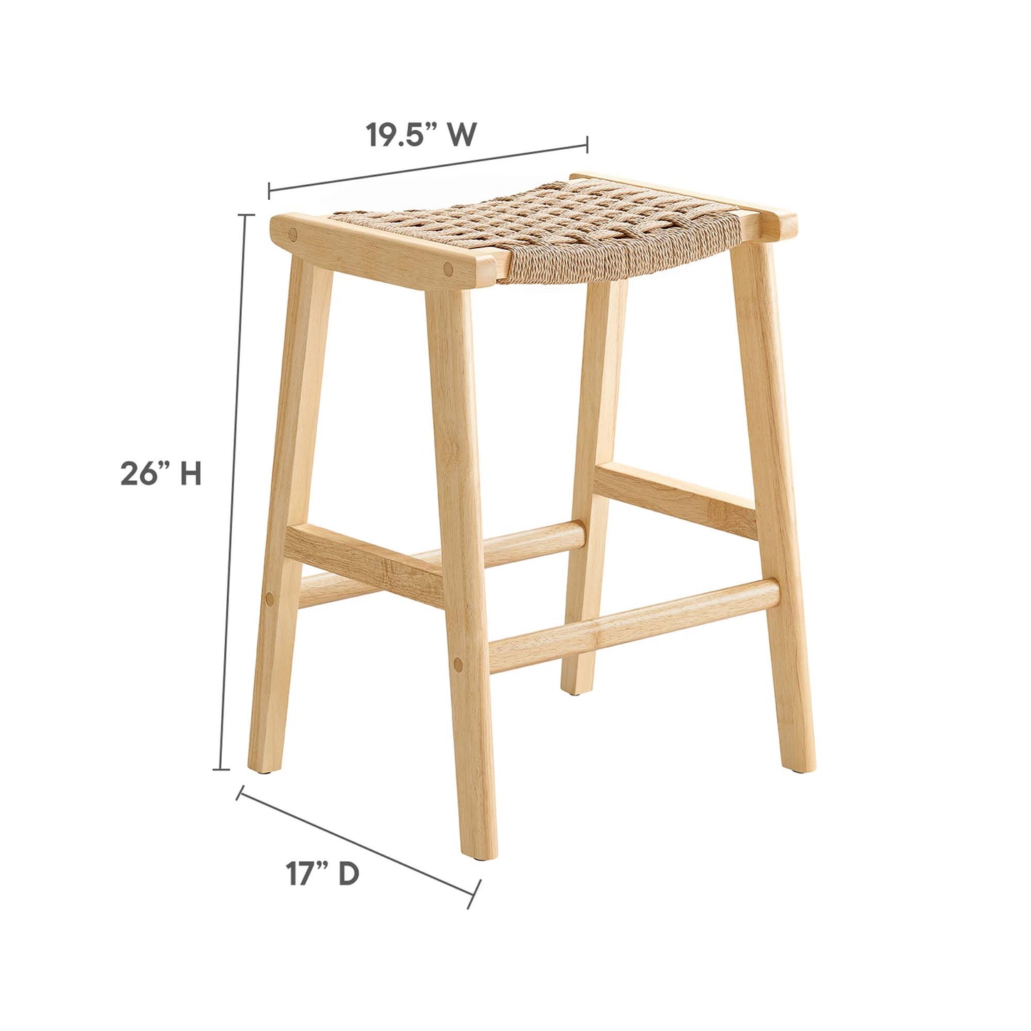 Lot de 2 tabourets de bar en bois tressé Saoirse par Modway