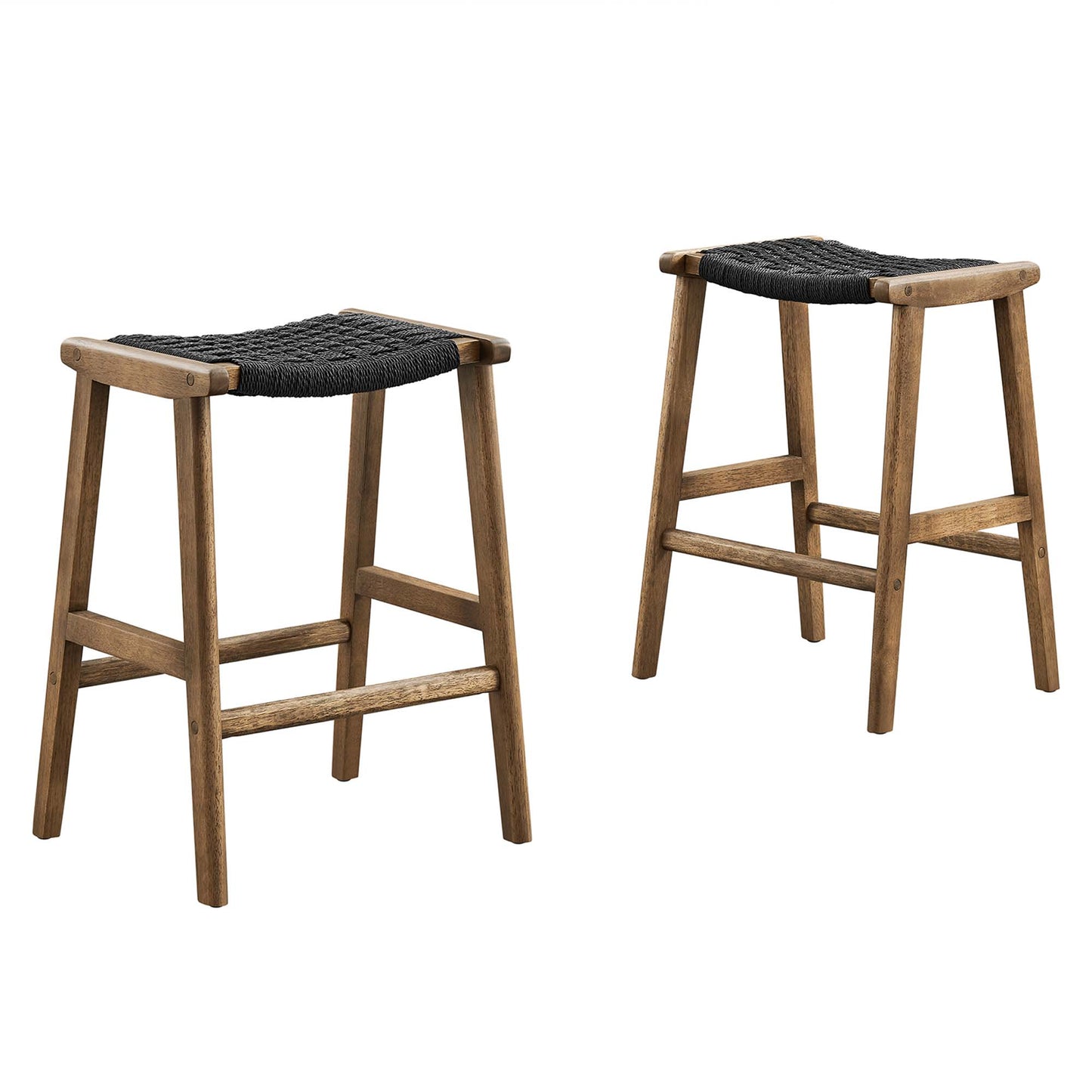 Lot de 2 tabourets de bar en bois tressé Saoirse par Modway