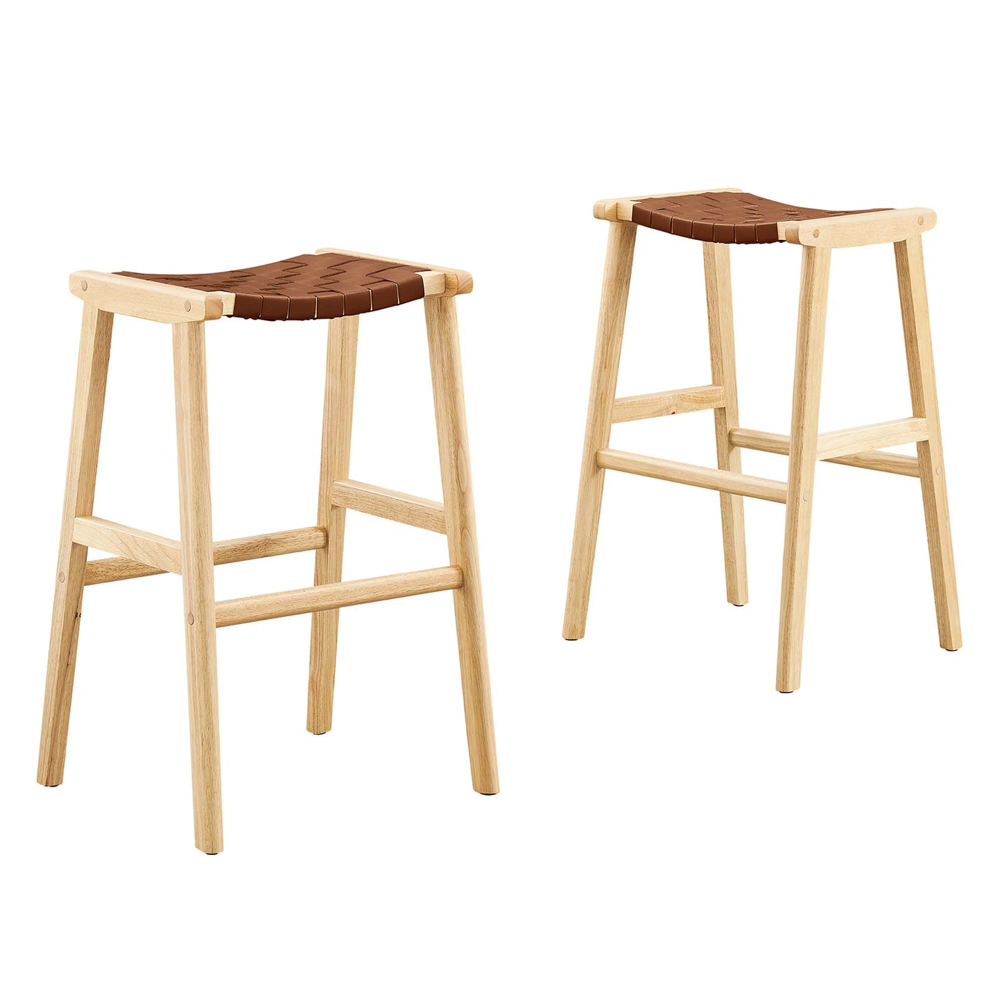 Lot de 2 tabourets de bar en cuir et bois Saoirse par Modway