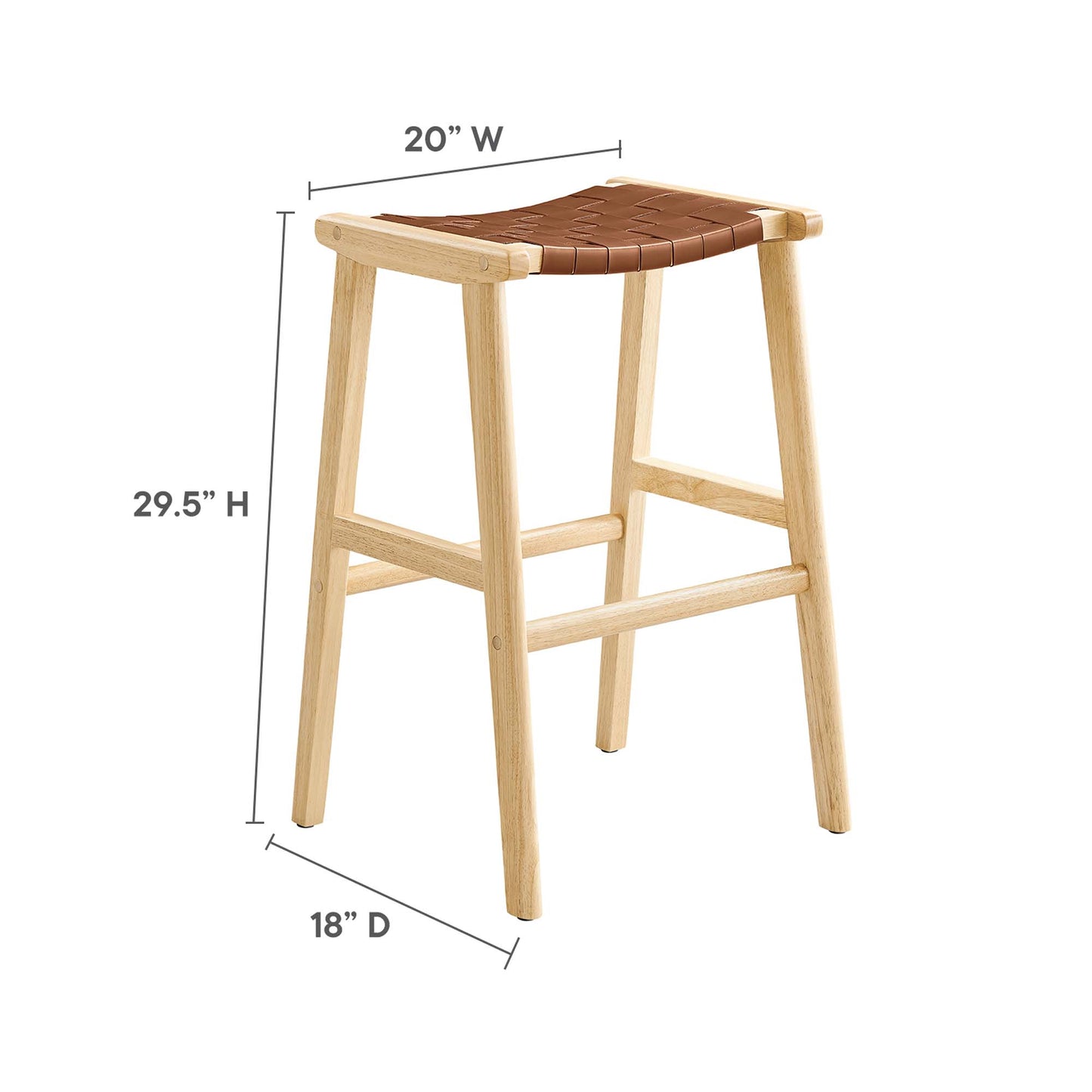 Lot de 2 tabourets de bar en cuir et bois Saoirse par Modway