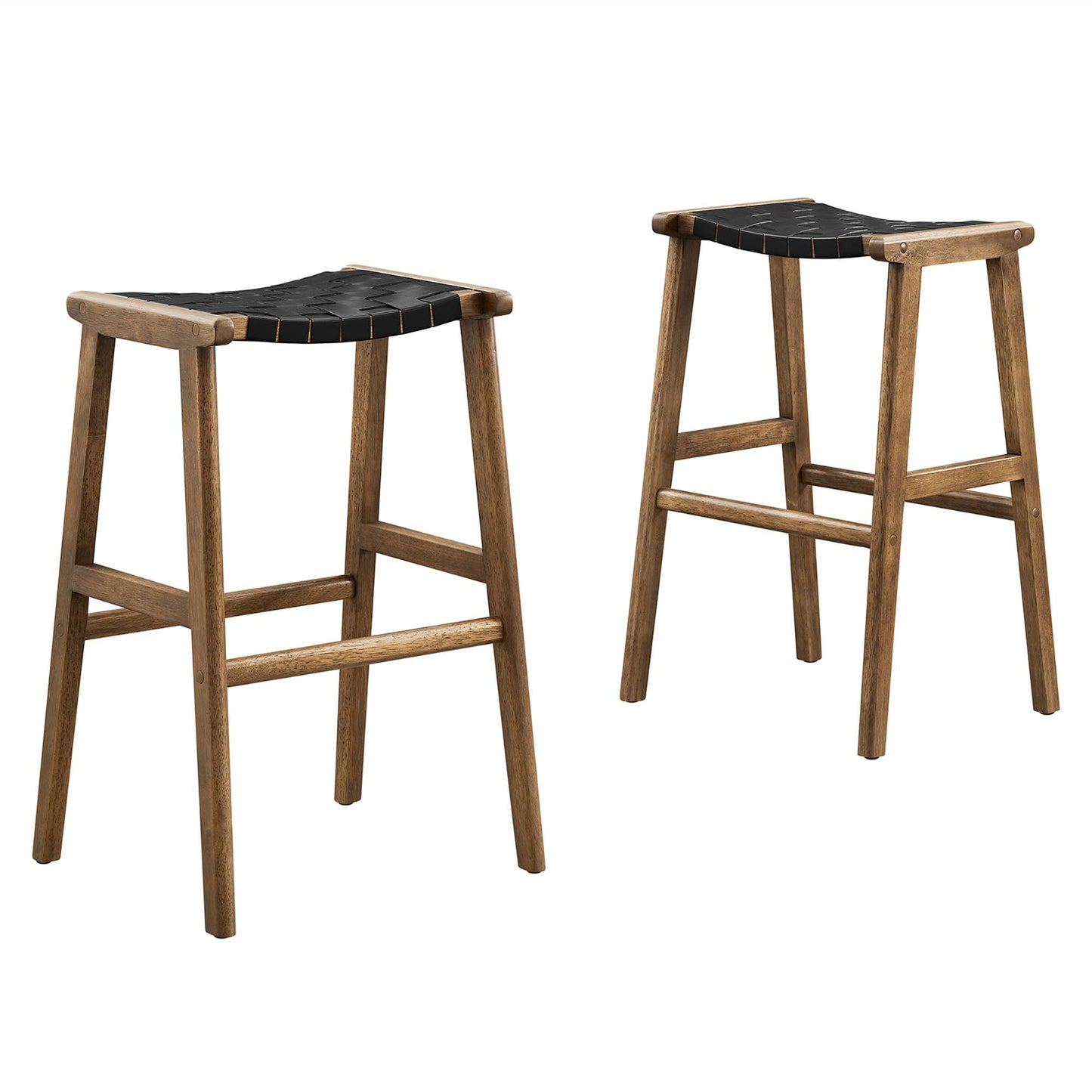 Lot de 2 tabourets de bar en cuir et bois Saoirse par Modway