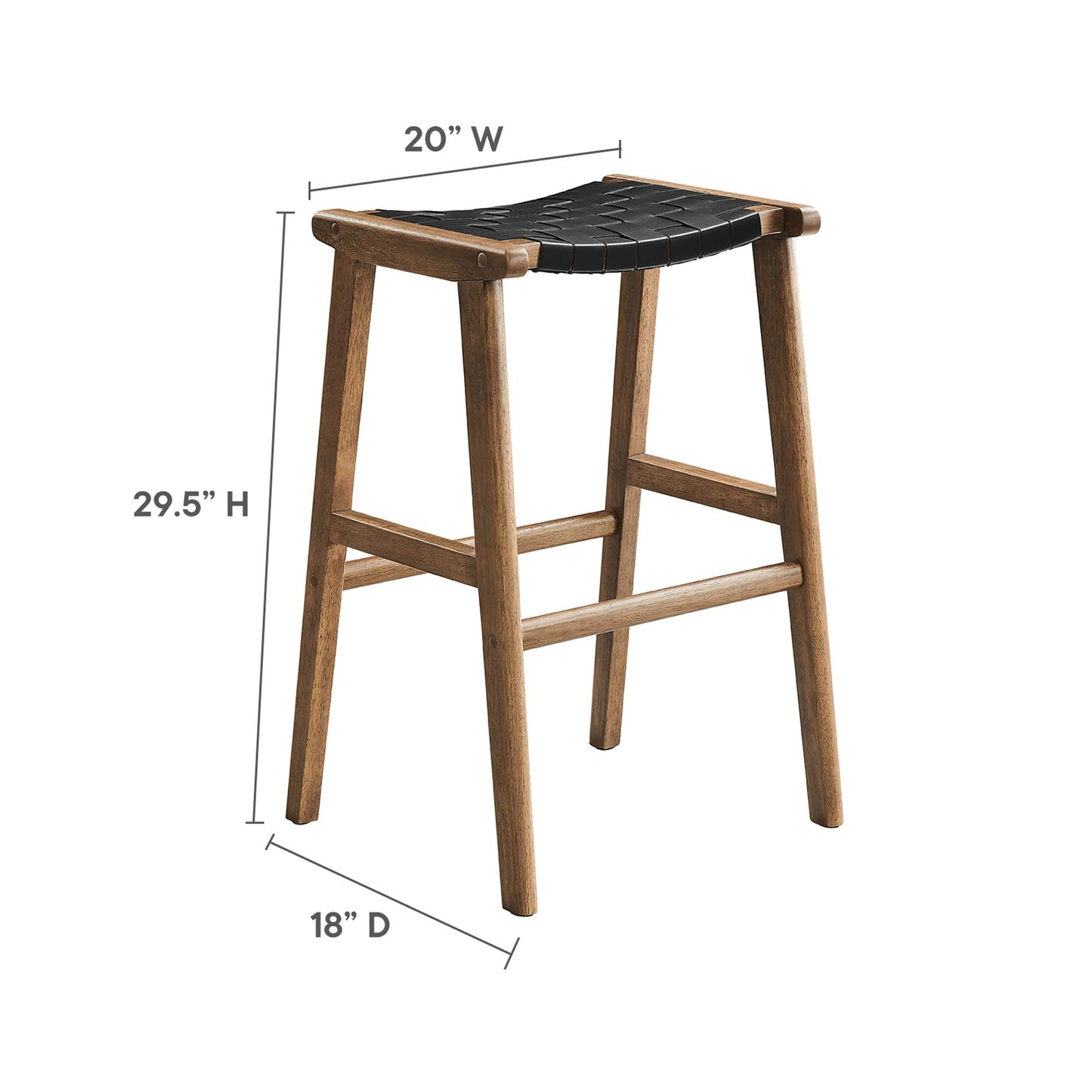 Lot de 2 tabourets de bar en cuir et bois Saoirse par Modway