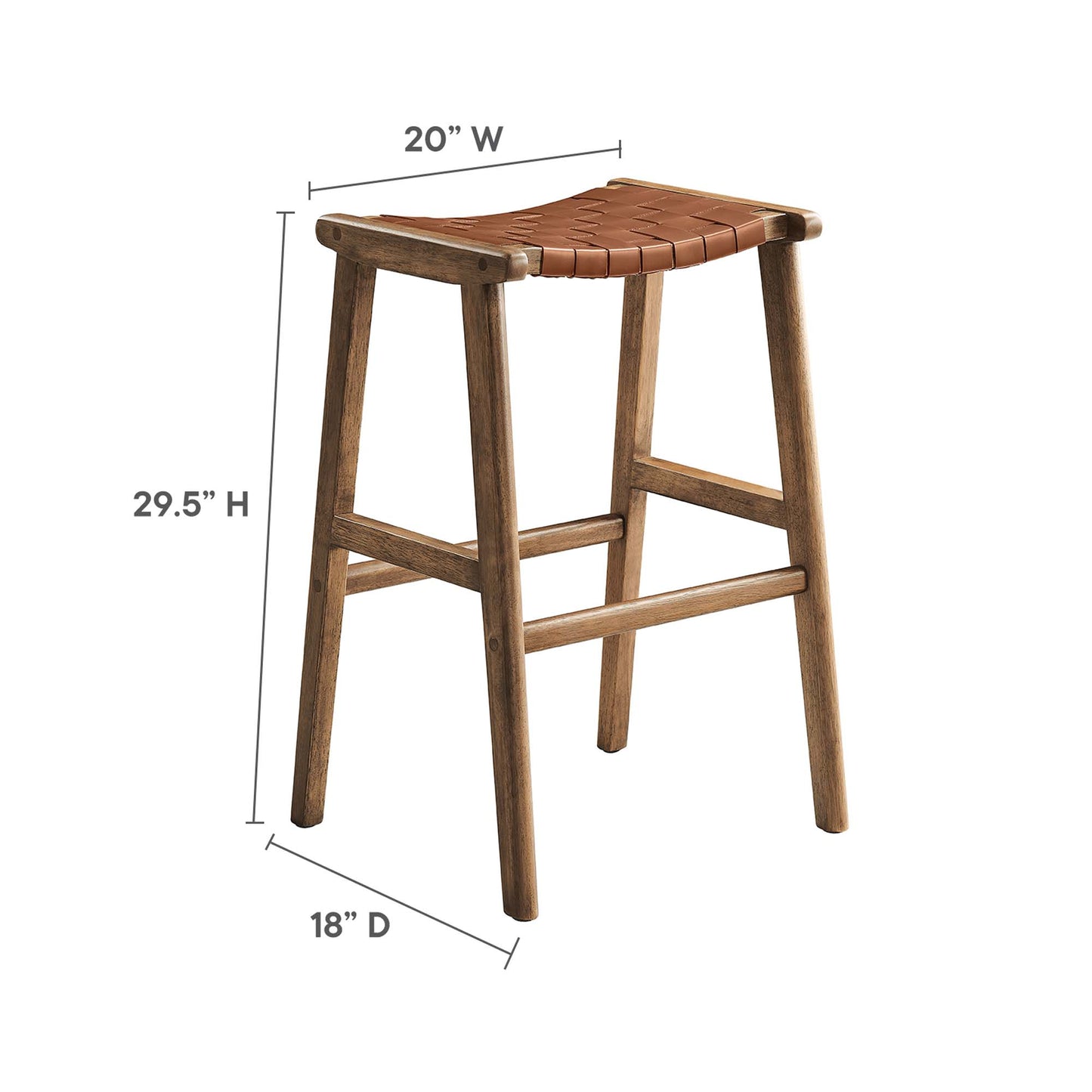 Lot de 2 tabourets de bar en cuir et bois Saoirse par Modway