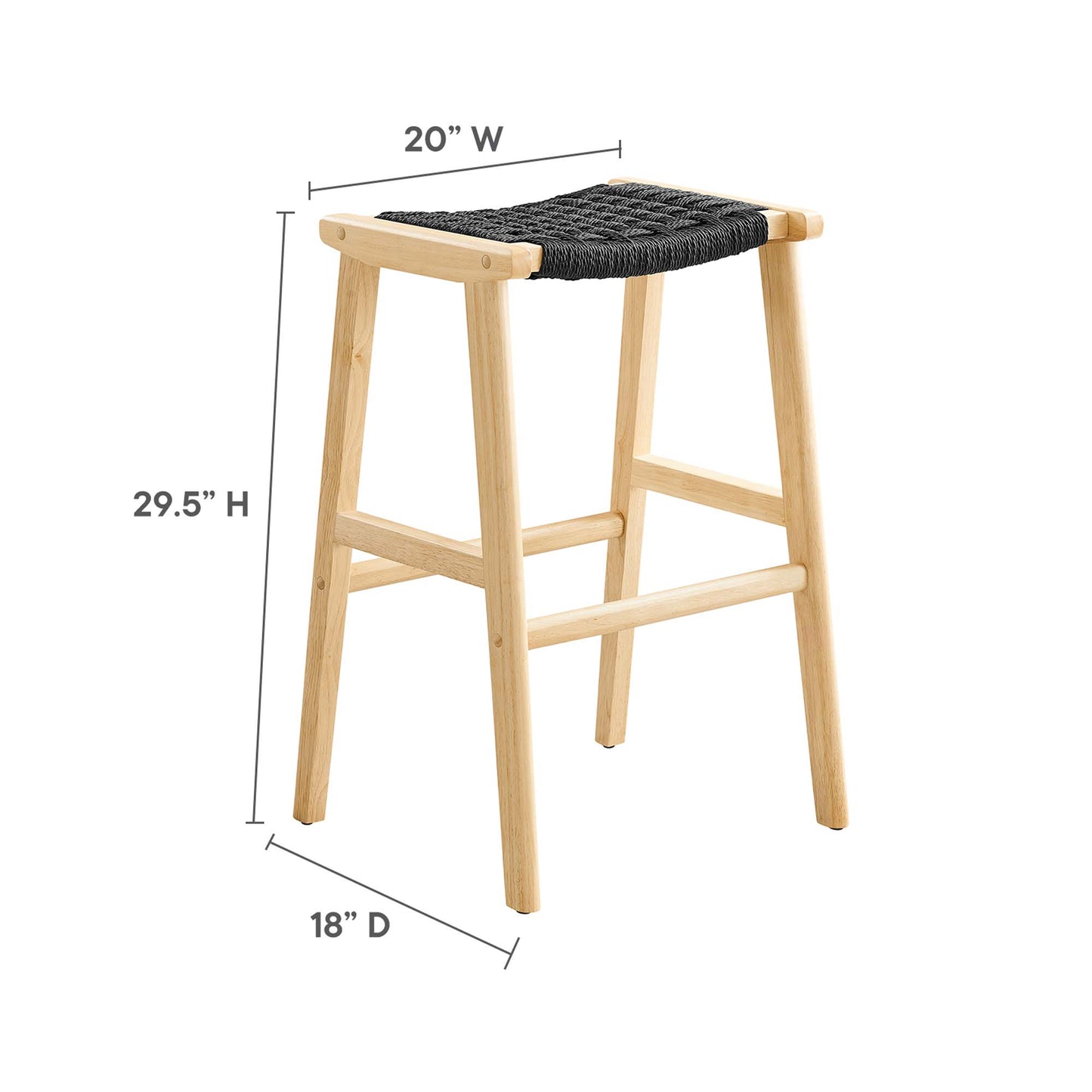 Lot de 2 tabourets de bar en bois tressé Saoirse par Modway