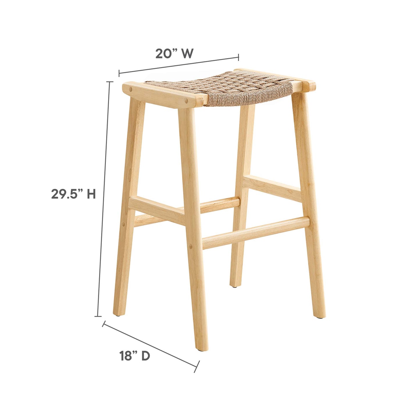 Lot de 2 tabourets de bar en bois tressé Saoirse par Modway