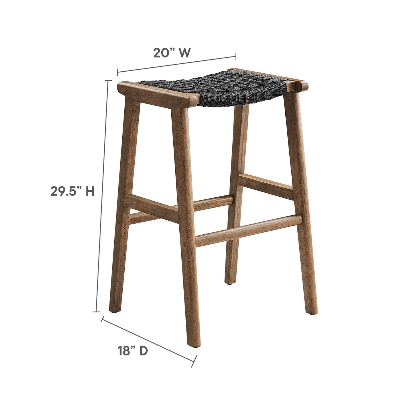 Lot de 2 tabourets de bar en bois tressé Saoirse par Modway