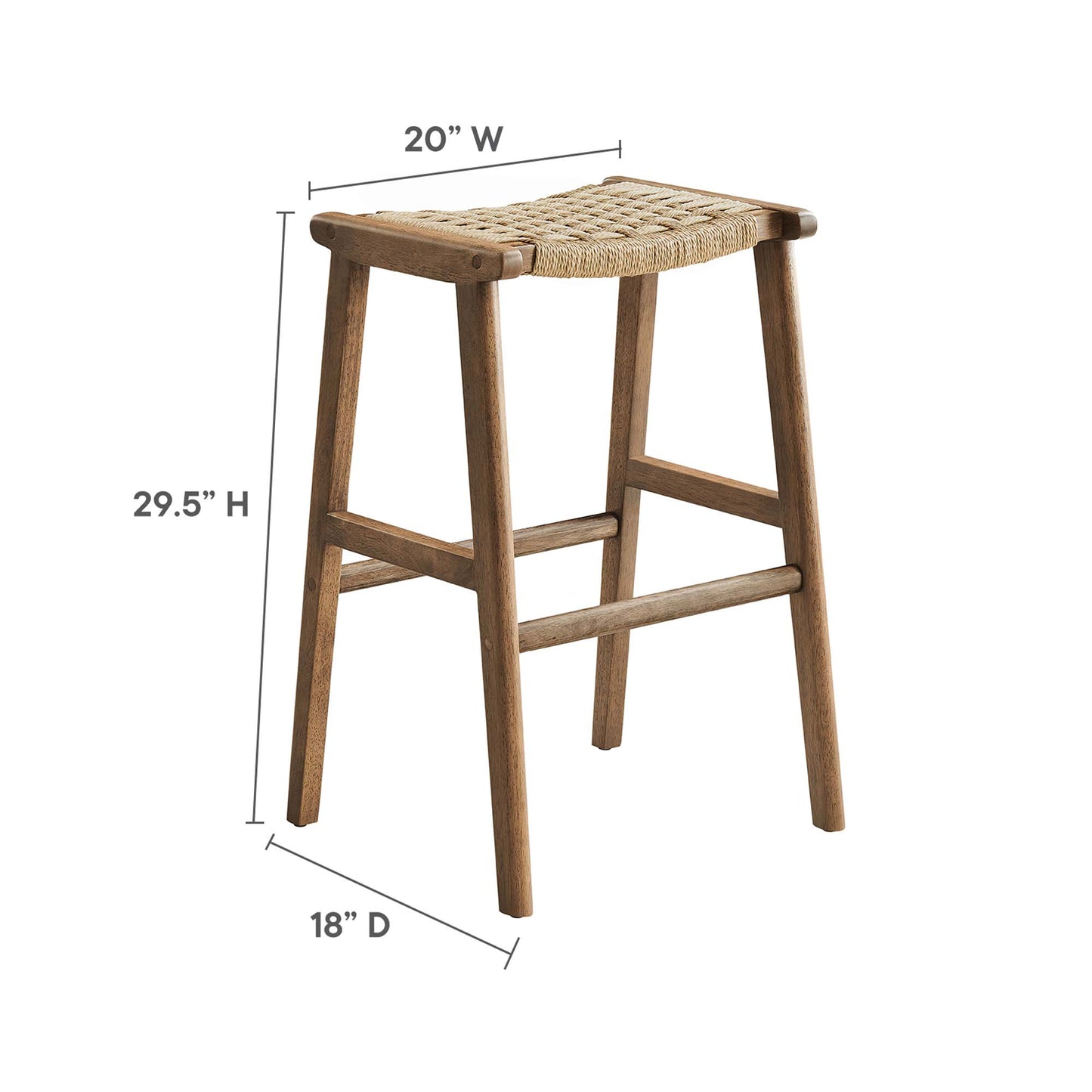 Lot de 2 tabourets de bar en bois tressé Saoirse par Modway