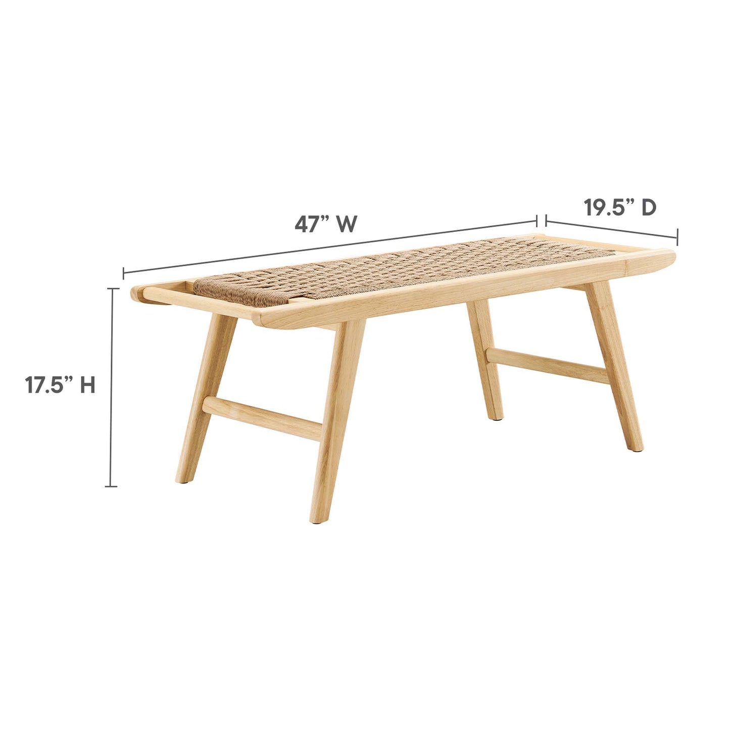 Saoirse 47" Wove Rope Wood Bench