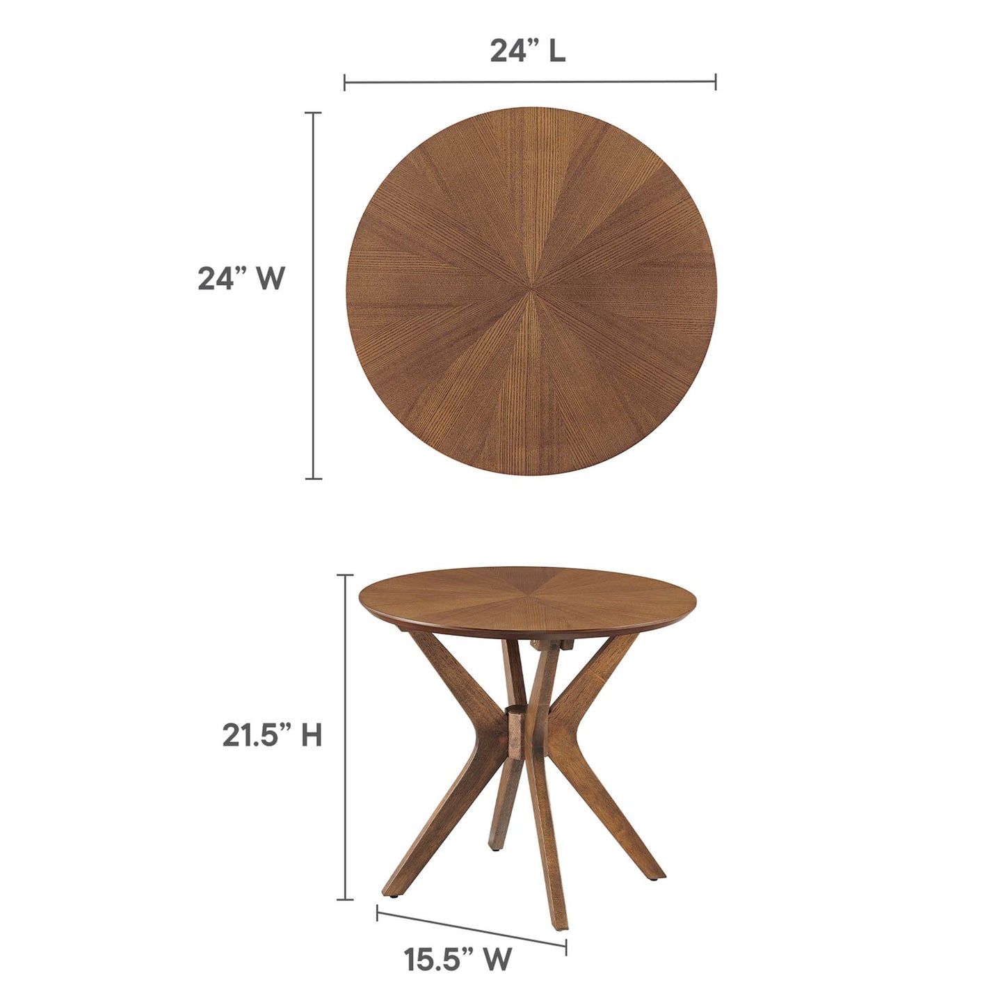 Crossroads 24” Round Wood Side Table