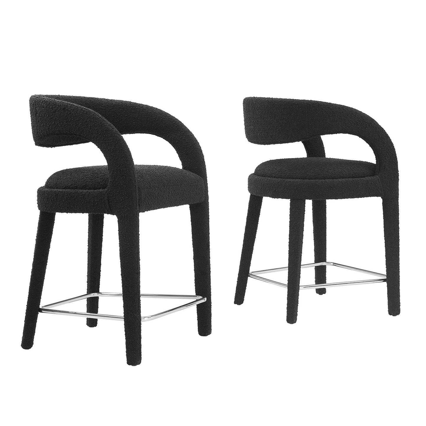 Lot de 2 tabourets de bar rembourrés Pinnacle Boucle par Modway