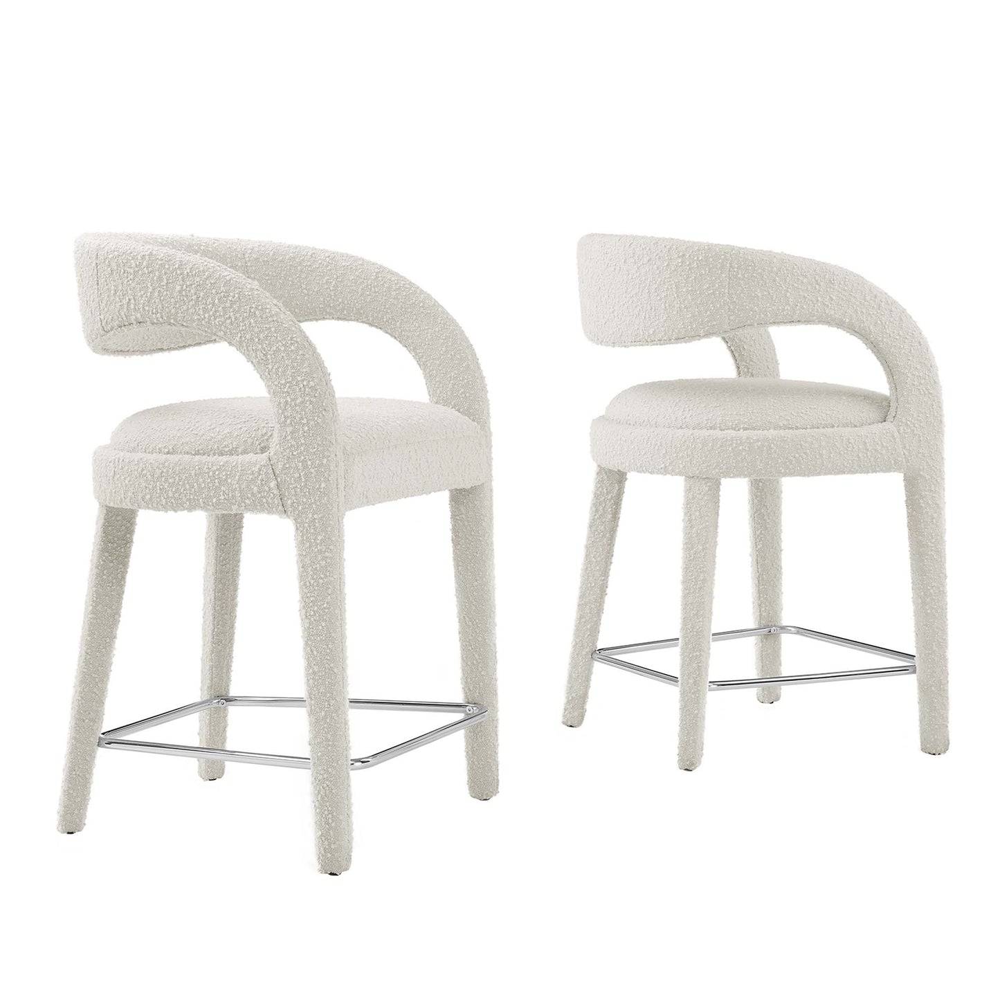 Lot de 2 tabourets de bar rembourrés Pinnacle Boucle par Modway