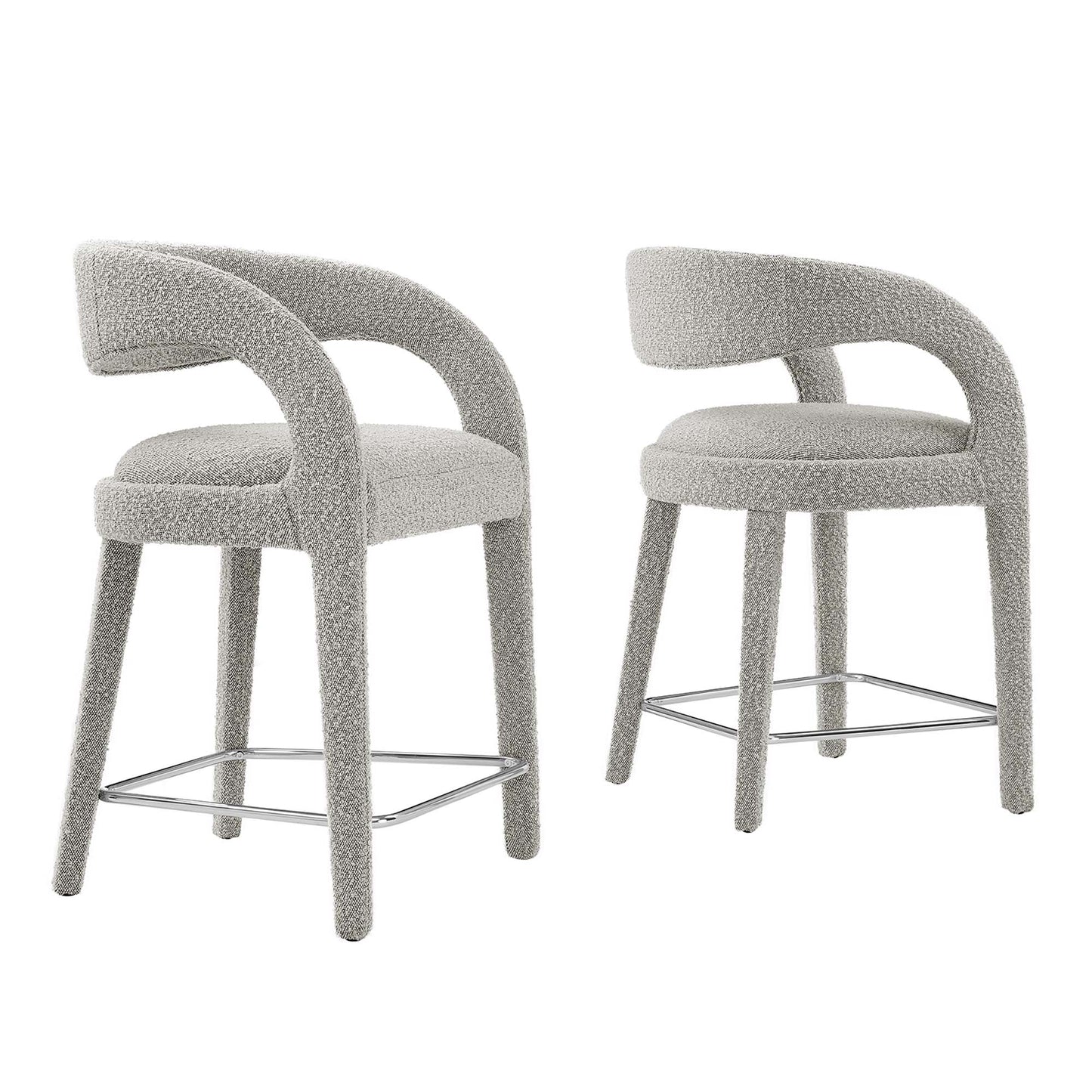 Lot de 2 tabourets de bar rembourrés Pinnacle Boucle par Modway