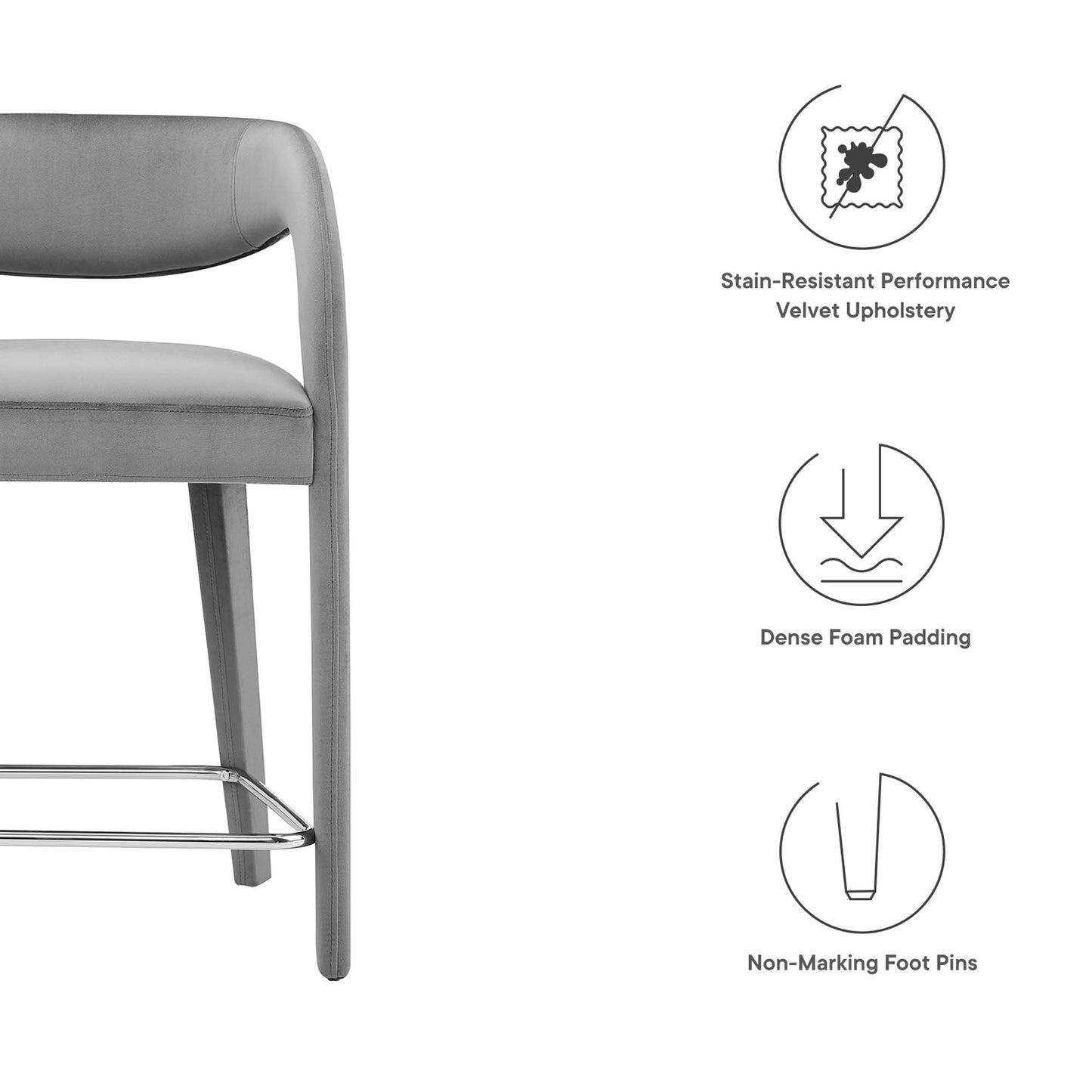 Ensemble de 2 tabourets de bar Pinnacle Performance en velours par Modway