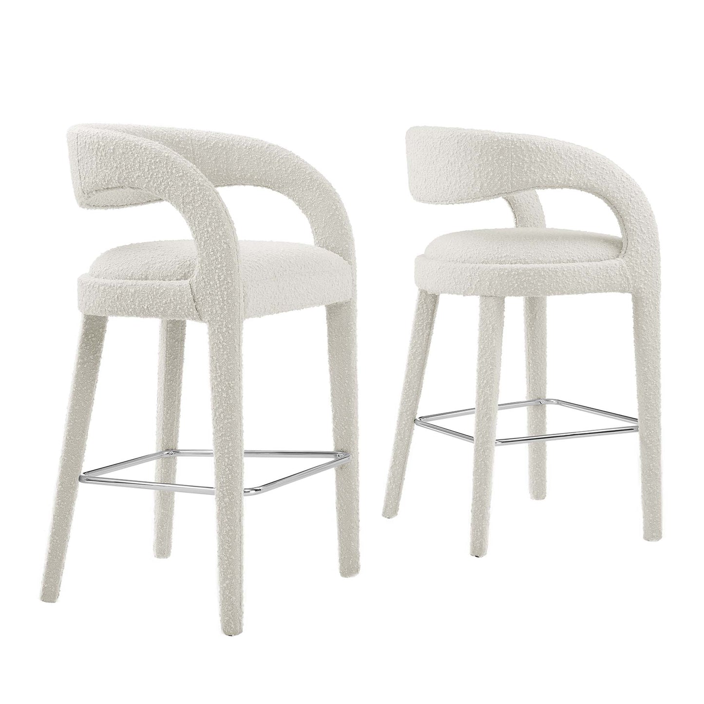 Lot de 2 tabourets de bar rembourrés Pinnacle Boucle par Modway