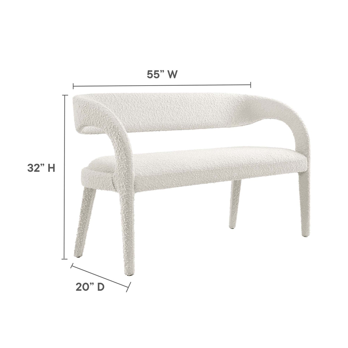 Pinnacle Boucle Fabric Accent Bench