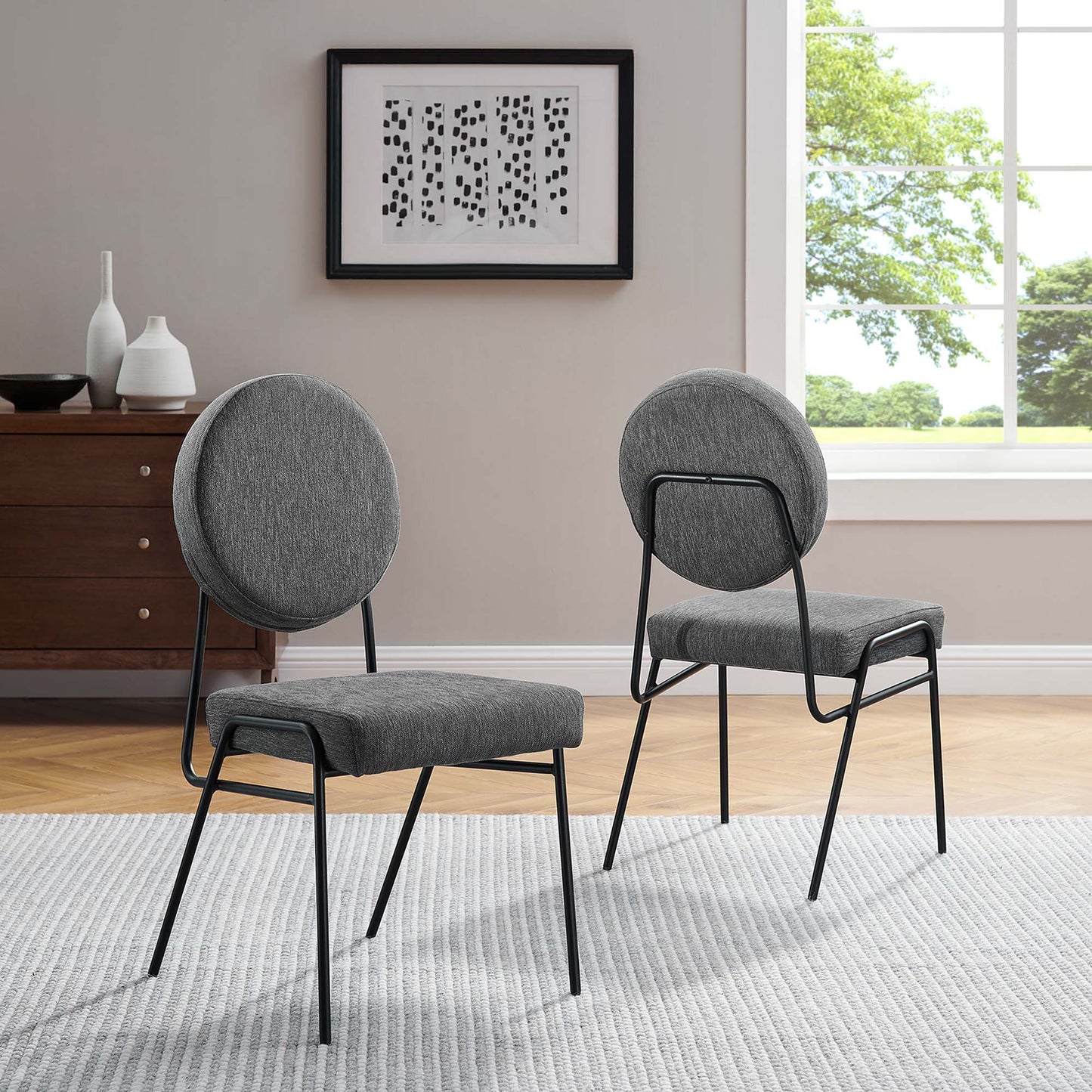 Craft Upholstered Fabric Dining Side Chairs Set of 2