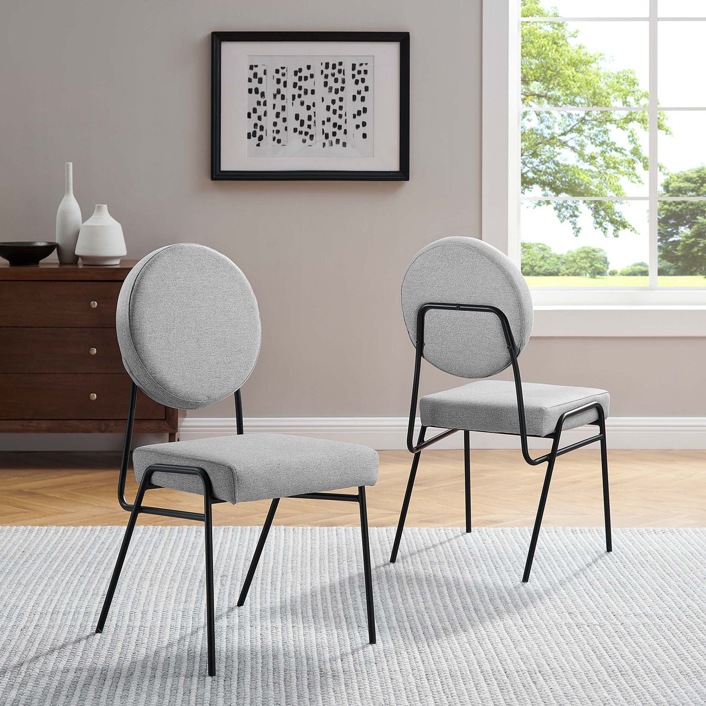 Craft Upholstered Fabric Dining Side Chairs Set of 2