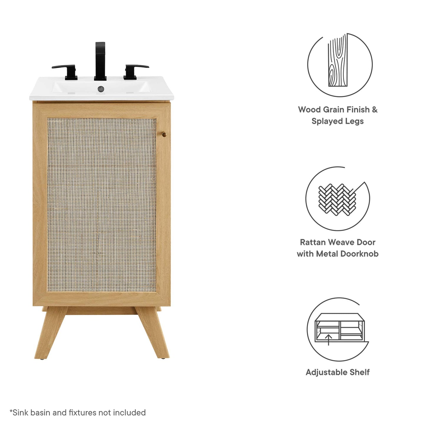 Soma 18” Bathroom Vanity Cabinet (Sink Basin Not Included)