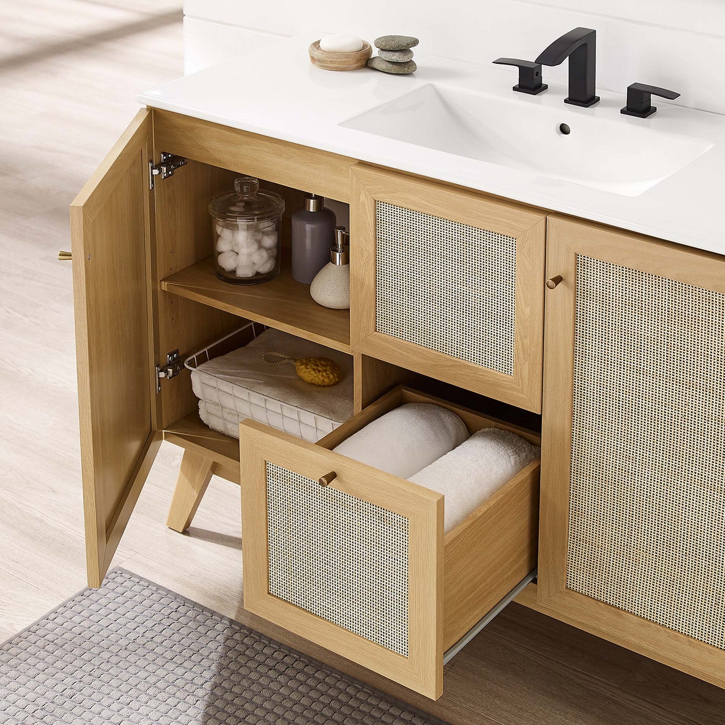 Soma 48” Single or Double Sink Compatible Bathroom Vanity Cabinet (Sink Basin Not Included)