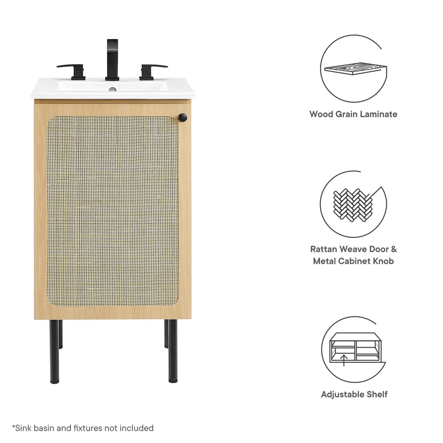 Chaucer 18" Bathroom Vanity Cabinet (Sink Basin Not Included)