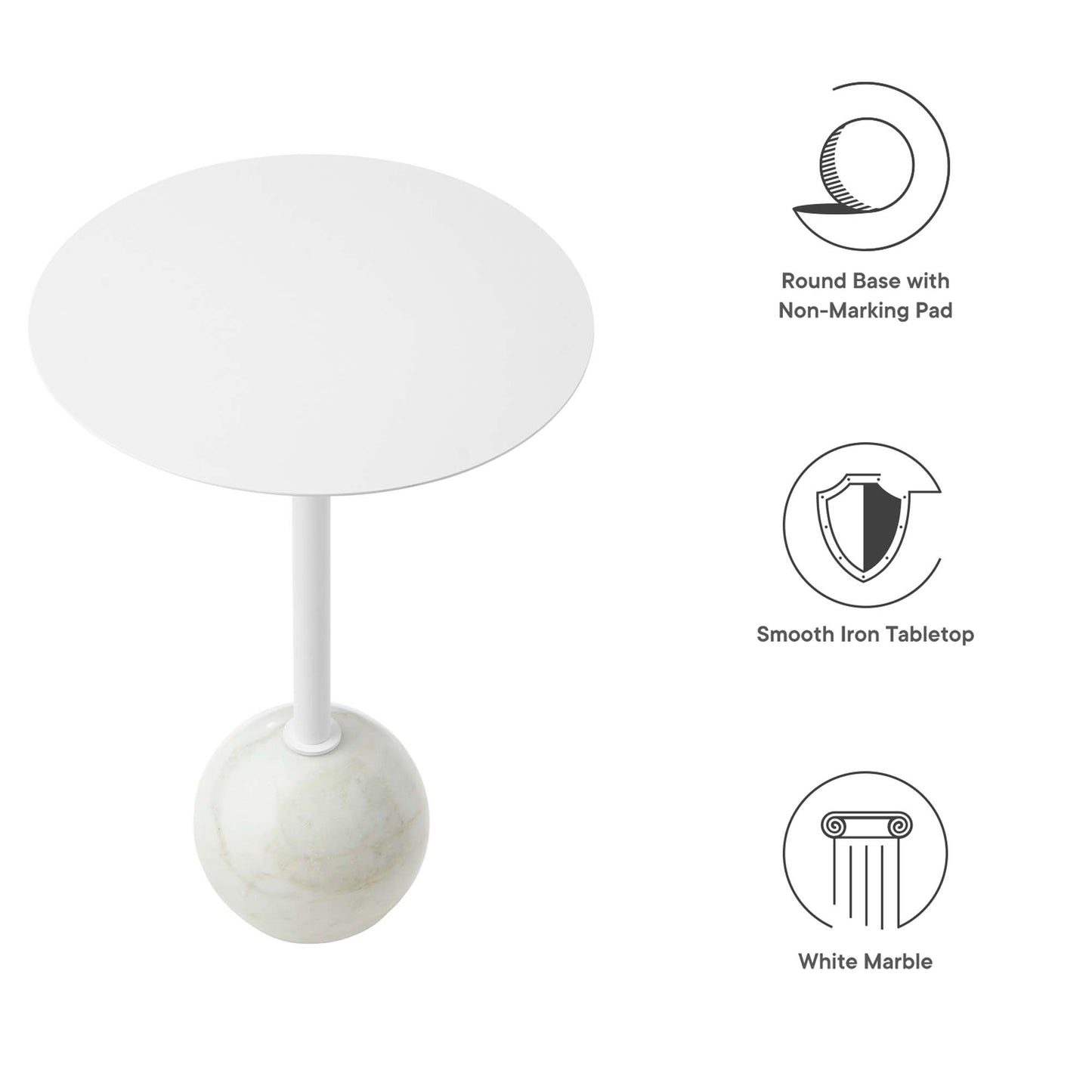 Aliza Round White Marble Side Table