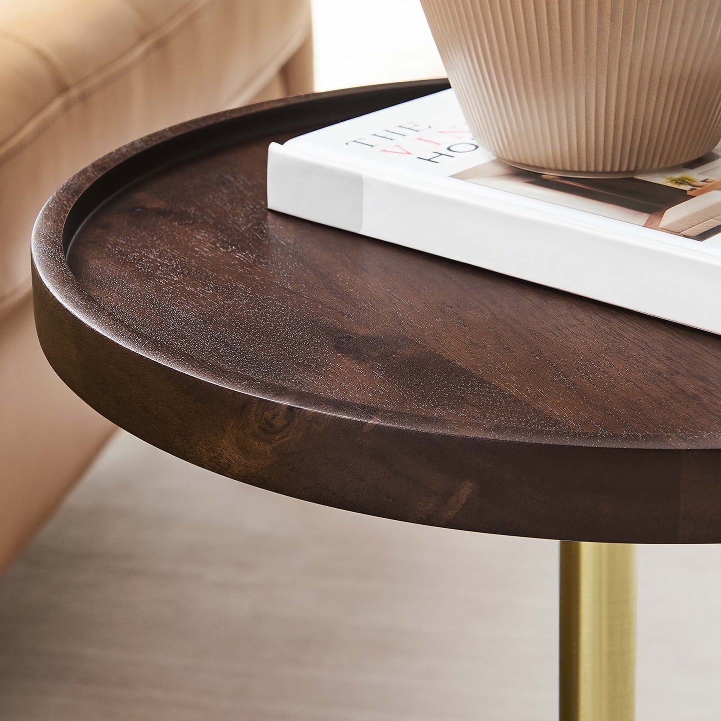 Amina Round Acacia Wood Side Table