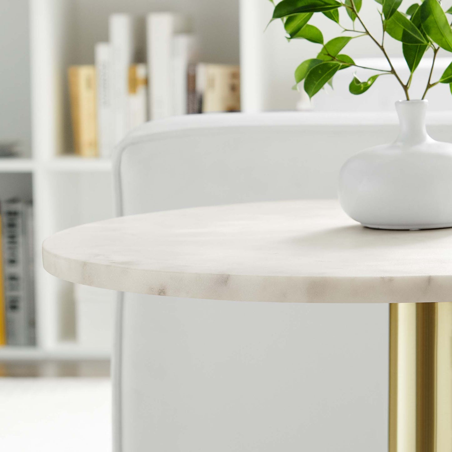 Viva Round White Marble Side Table