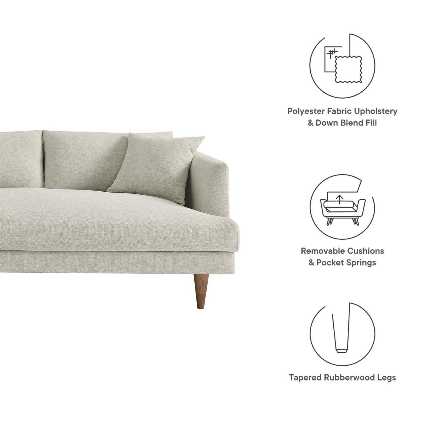 Zoya Left-Facing Down Filled Overstuffed Sectional Sofa