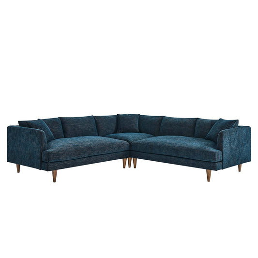 Zoya 3 Piece Down Filled Overstuffed Sectional Sofa