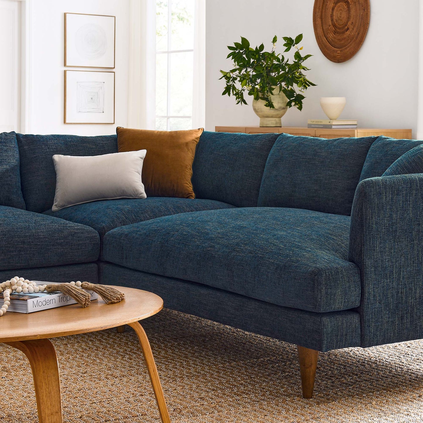 Zoya 3 Piece Down Filled Overstuffed Sectional Sofa