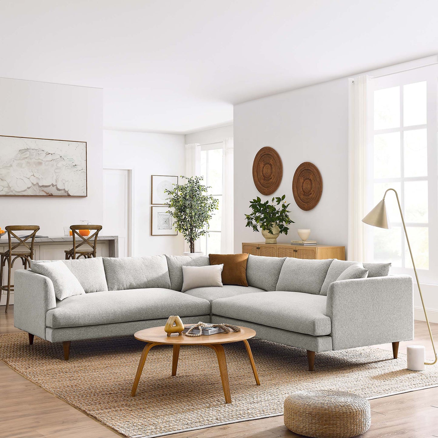 Zoya 3 Piece Down Filled Overstuffed Sectional Sofa