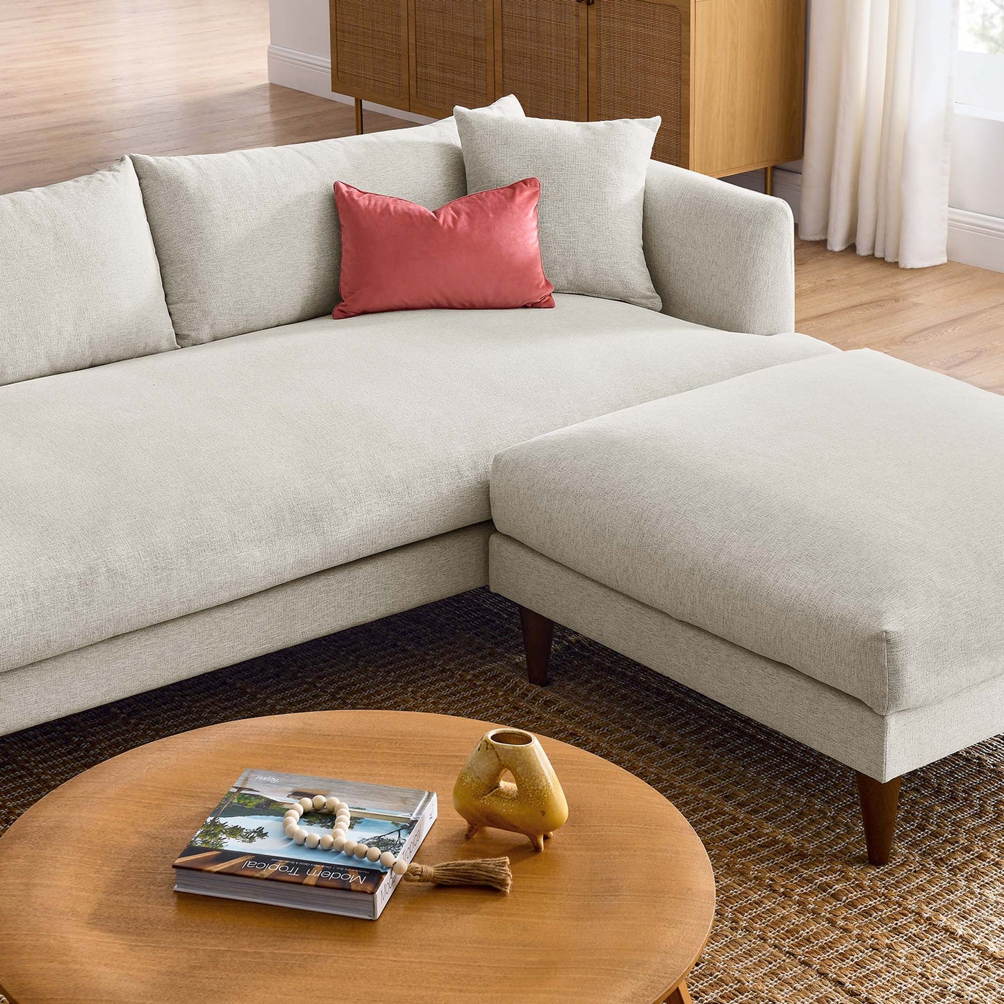 Zoya Down Filled Overstuffed Sofa and Ottoman Set