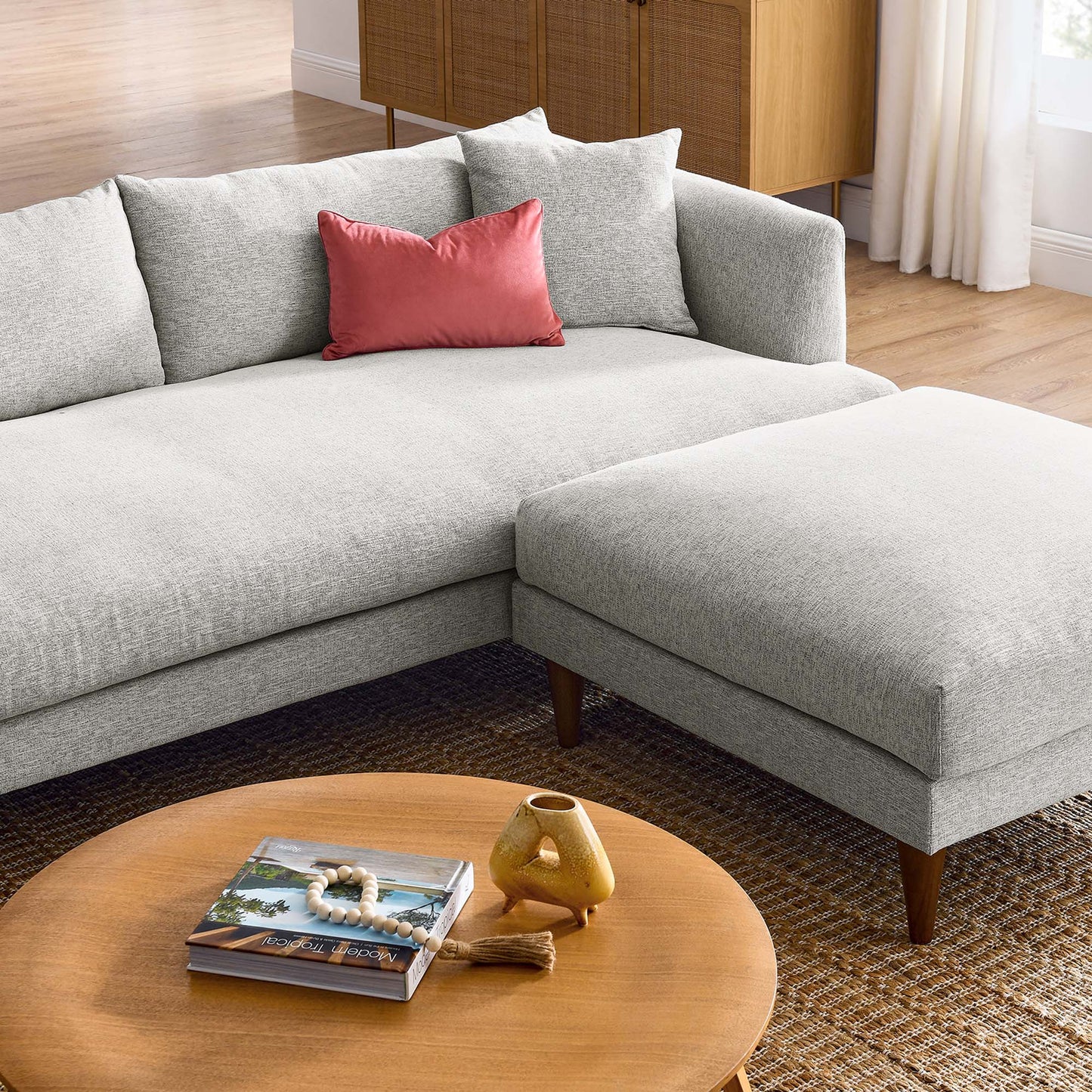 Zoya Down Filled Overstuffed Sofa and Ottoman Set