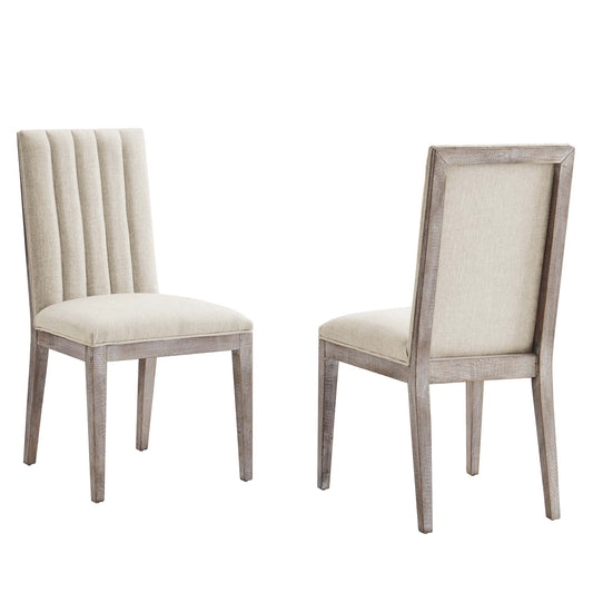 Maisonette French Vintage Tufted Fabric Dining Side Chairs Set of 2