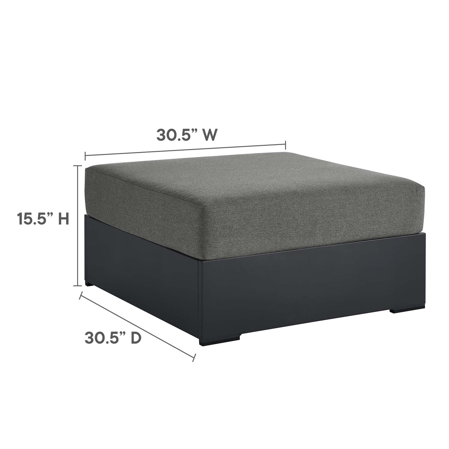 Tahoe Outdoor Patio Powder-Coated Aluminum Ottoman