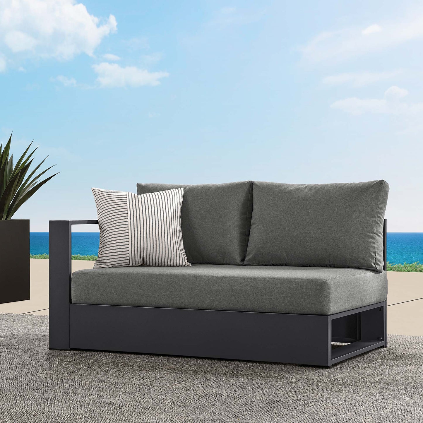 Tahoe Outdoor Patio Powder-Coated Aluminum Modular Left-Facing Loveseat