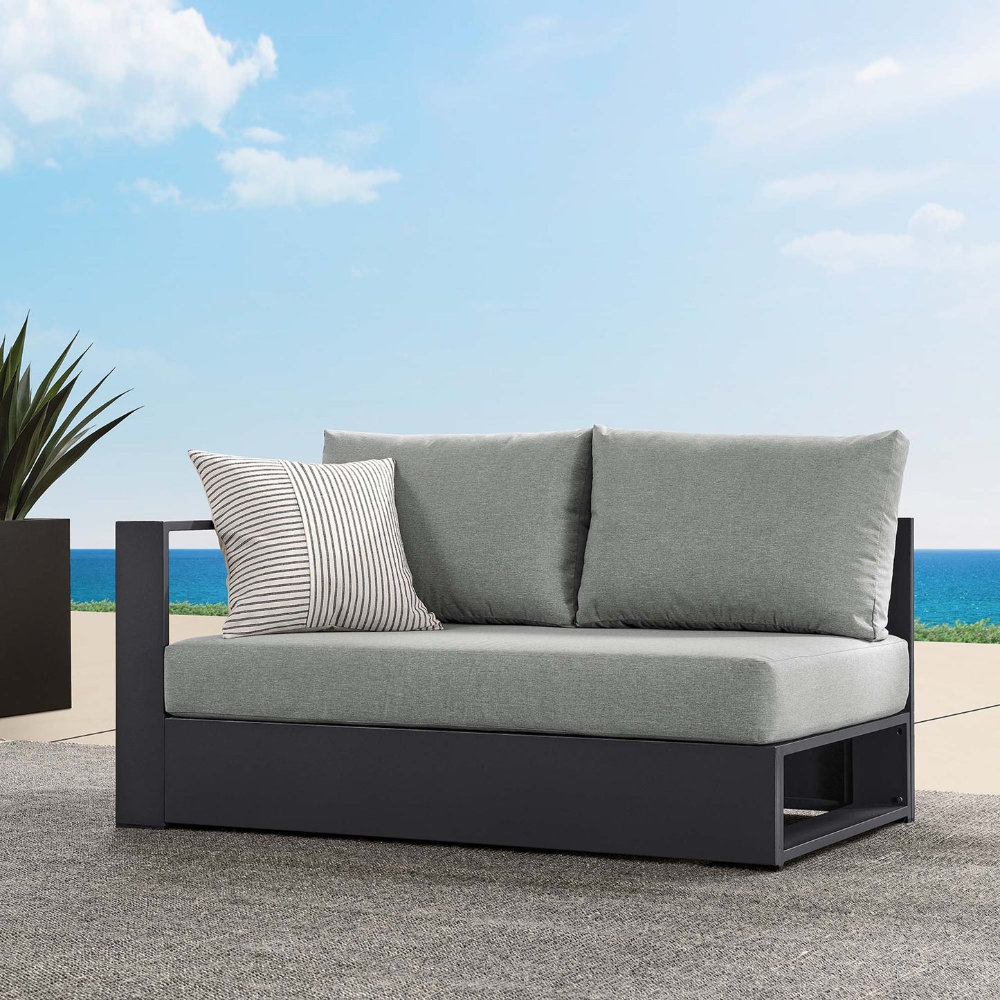 Tahoe Outdoor Patio Powder-Coated Aluminum Modular Left-Facing Loveseat