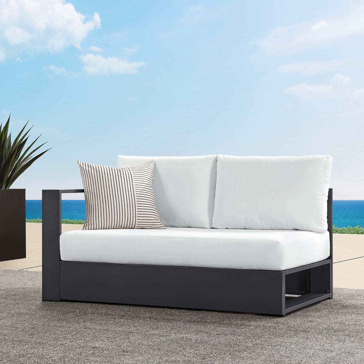 Tahoe Outdoor Patio Powder-Coated Aluminum Modular Left-Facing Loveseat