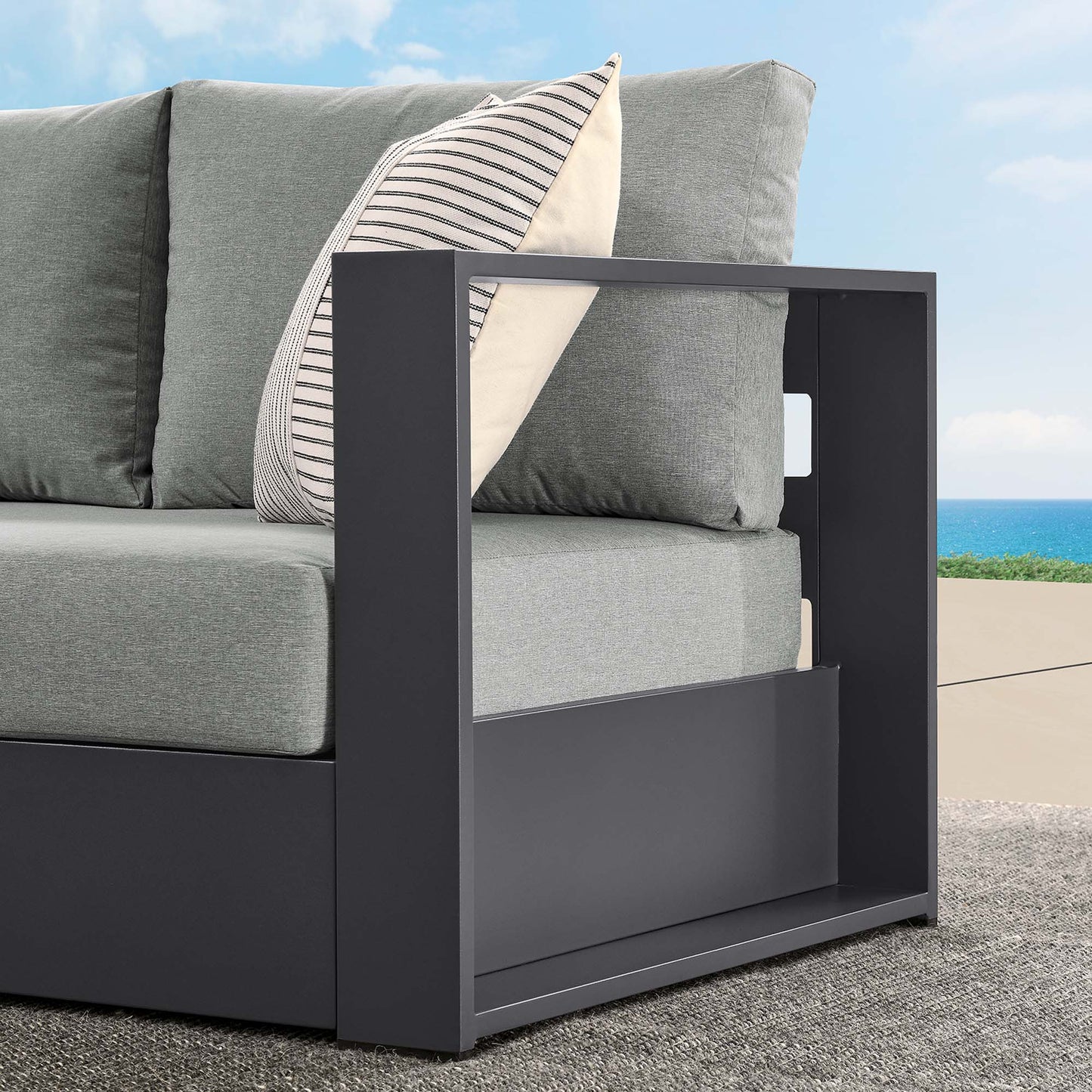 Tahoe Outdoor Patio Powder-Coated Aluminum Modular Right-Facing Loveseat