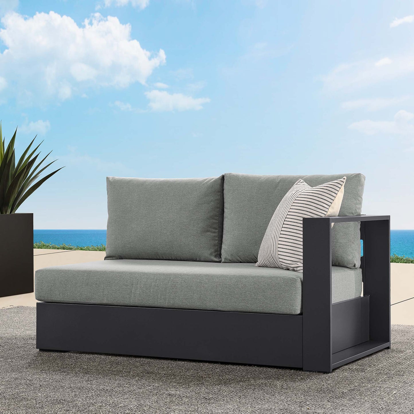 Tahoe Outdoor Patio Powder-Coated Aluminum Modular Right-Facing Loveseat