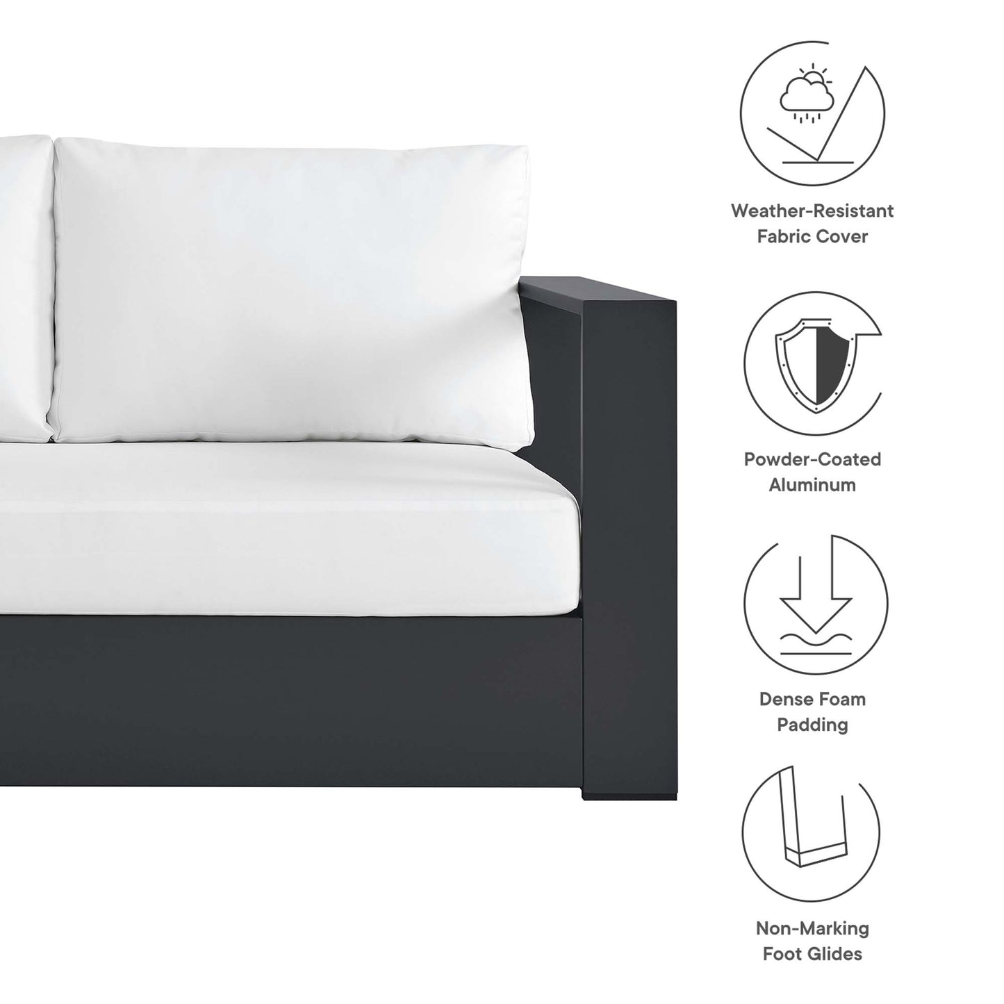 Tahoe Outdoor Patio Powder-Coated Aluminum Modular Right-Facing Loveseat