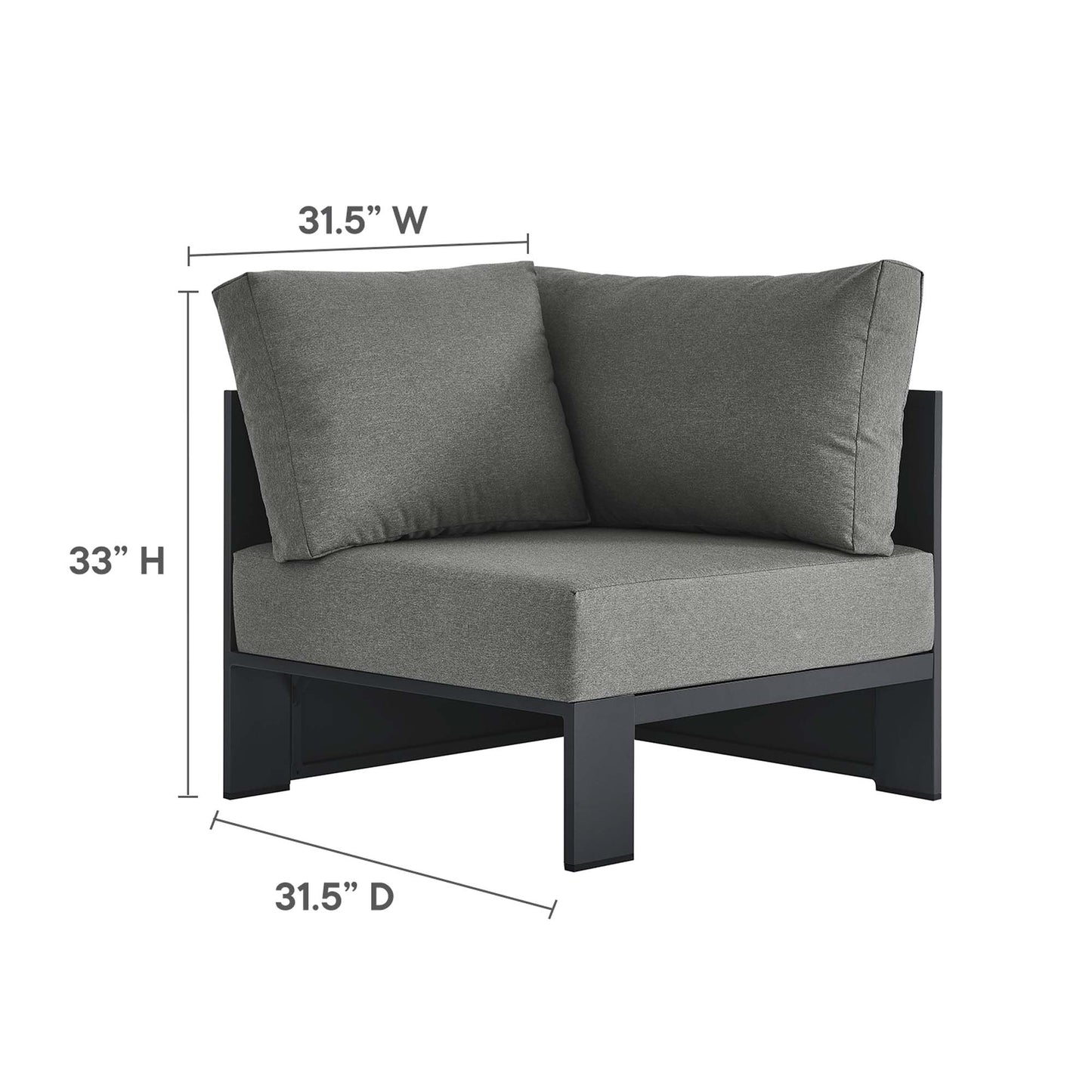 Silla modular de esquina de aluminio con revestimiento en polvo para exteriores Tahoe de Modway