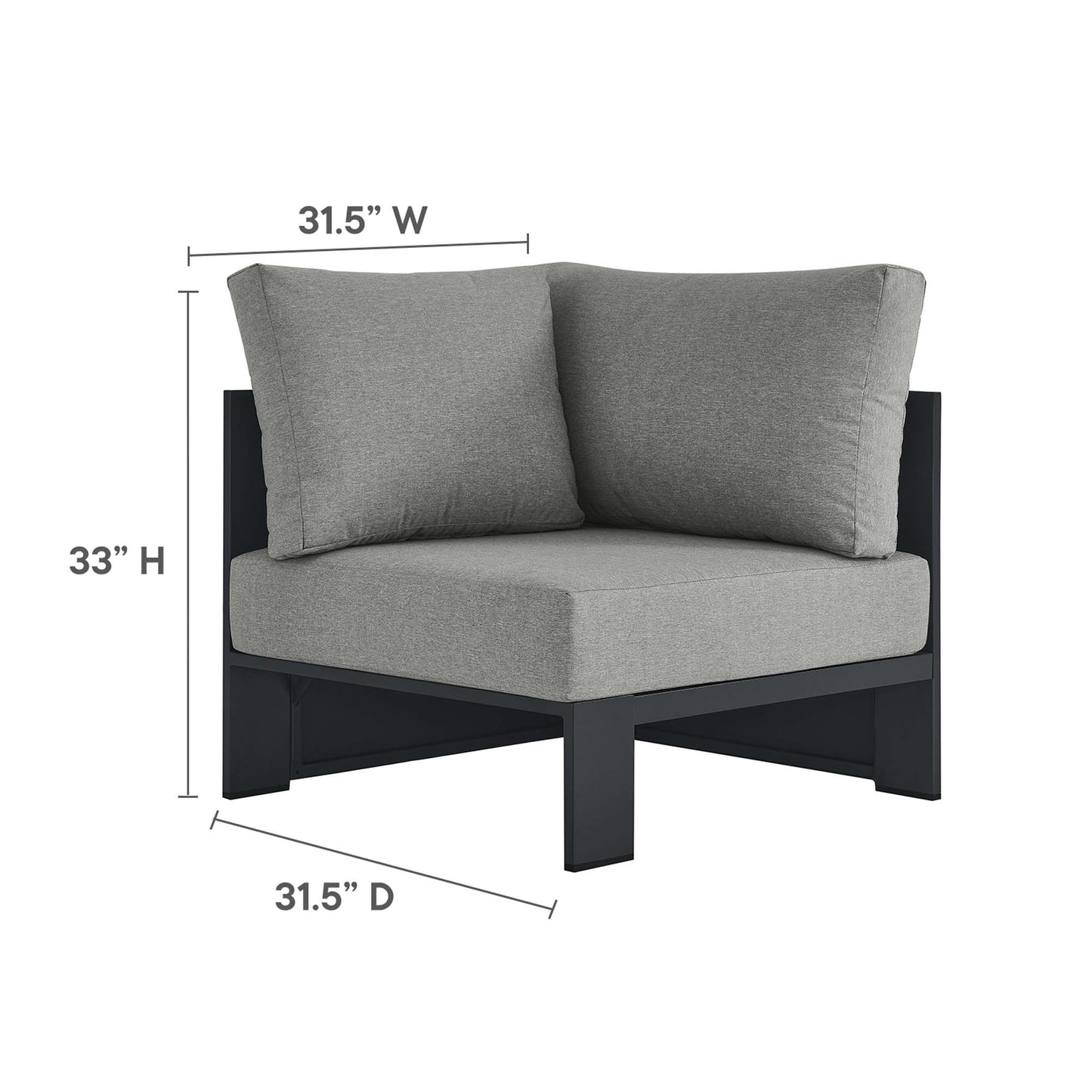 Silla modular de esquina de aluminio con revestimiento en polvo para exteriores Tahoe de Modway