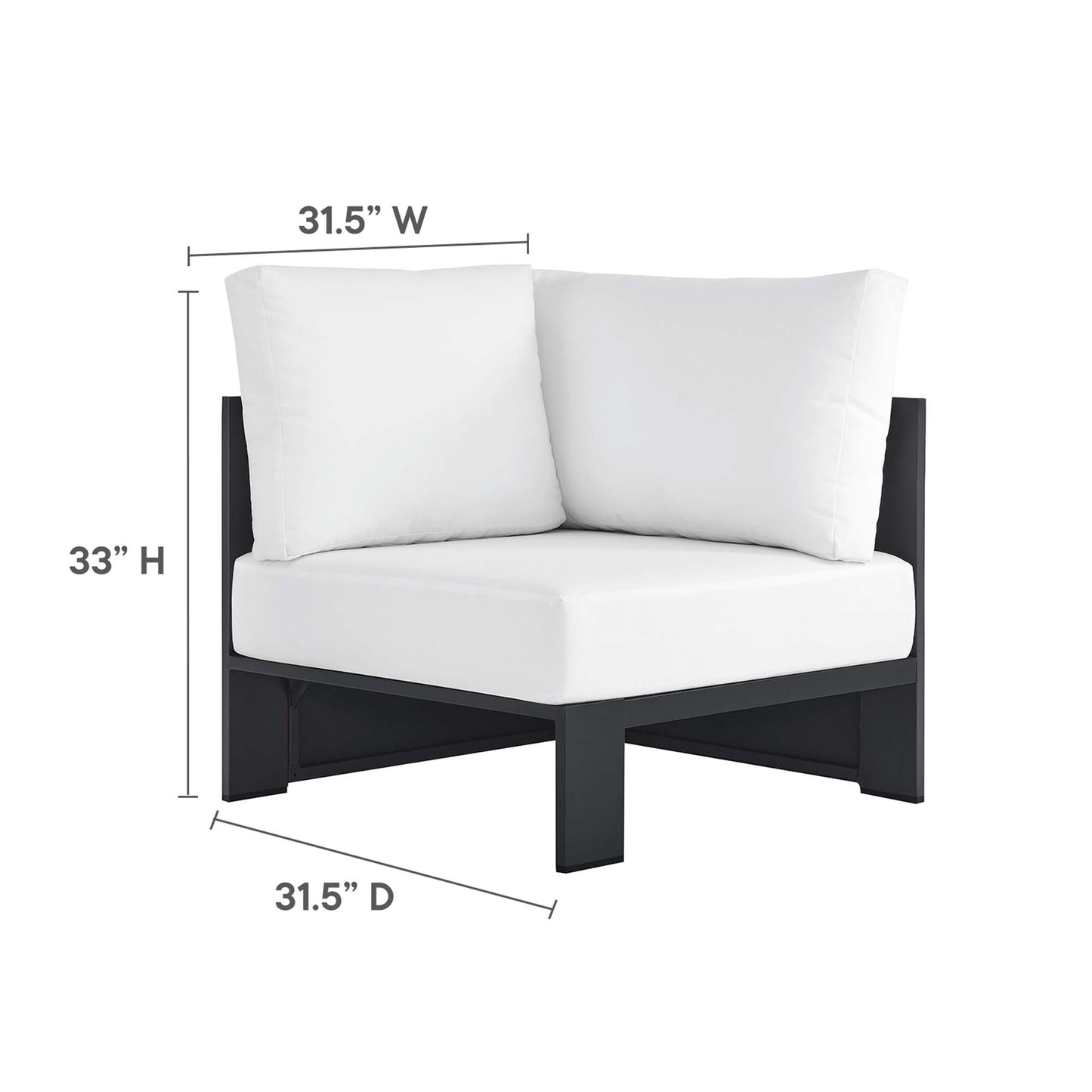 Silla modular de esquina de aluminio con revestimiento en polvo para exteriores Tahoe de Modway